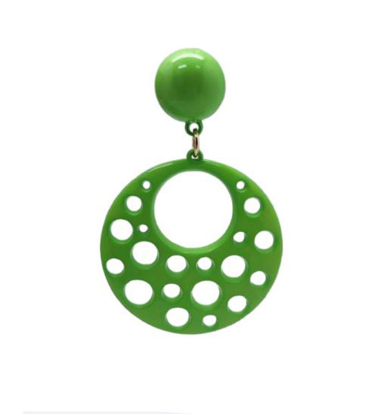 Flamenco Earrings in Plastic with Holes. Pistachio Green